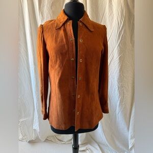 Vintage 70s Women's Suede Jacket With Snaps- Rust